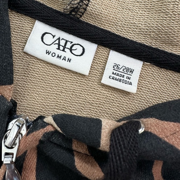 Cato Brown Black Animal Print Zip Up Hoodie Jacket Y2K Jungle Safari 26/28W - Picture 3 of 9